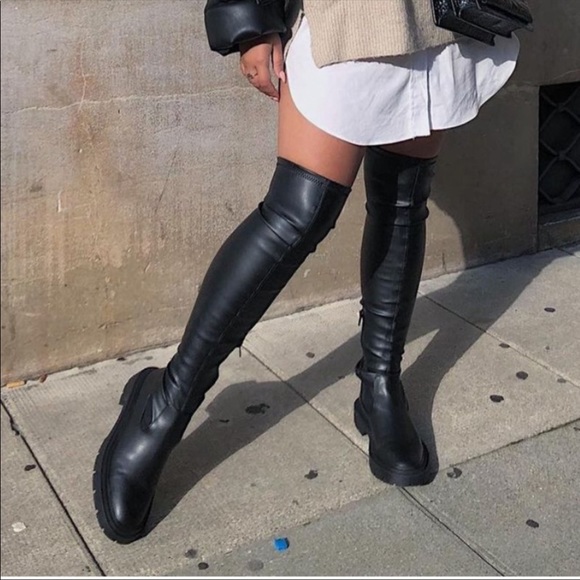 ZARA• over the knee stretch low heel boots - Picture 2 of 14